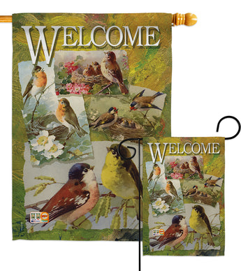 Bird Collage - Birds Garden Friends Vertical Impressions Decorative Flags HG105039 Made In USA