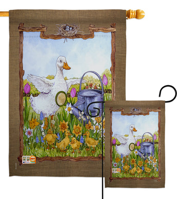 Duck & Duckies - Birds Garden Friends Vertical Impressions Decorative Flags HG105046 Made In USA