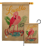 Lovable Flamingo - Birds Garden Friends Vertical Impressions Decorative Flags HG105060 Made In USA