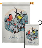Winter Love - Birds Garden Friends Vertical Impressions Decorative Flags HG105061 Made In USA