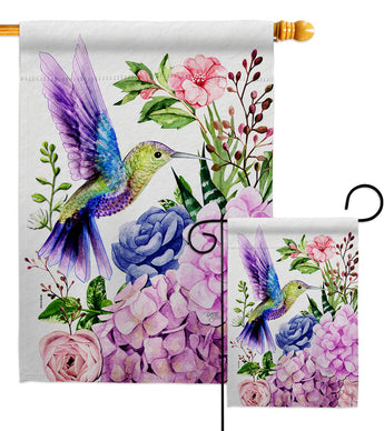 Purple Hummingbird - Birds Garden Friends Vertical Impressions Decorative Flags HG105063 Made In USA