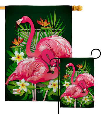 Tropical Flamingo - Birds Garden Friends Vertical Impressions Decorative Flags HG137031 Made In USA