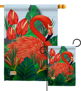 Flamingo Paradise - Birds Garden Friends Vertical Impressions Decorative Flags HG192121 Made In USA