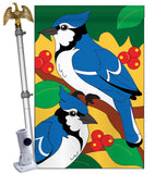 Blue Jay - Birds Garden Friends Vertical Applique Decorative Flags HG105028