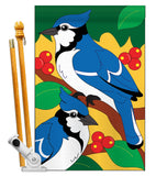 Blue Jay - Birds Garden Friends Vertical Applique Decorative Flags HG105028