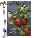 Chickadees & Apples - Birds Garden Friends Vertical Impressions Decorative Flags HG105034 Made In USA