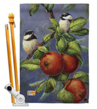 Chickadees & Apples - Birds Garden Friends Vertical Impressions Decorative Flags HG105034 Made In USA