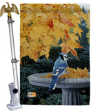 Autumn Birdbath - Birds Garden Friends Vertical Impressions Decorative Flags HG105036 Made In USA