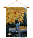 Autumn Birdbath - Birds Garden Friends Vertical Impressions Decorative Flags HG105036 Made In USA