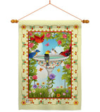 Bathing Birds Ivory - Birds Garden Friends Vertical Impressions Decorative Flags HG105037 Made In USA