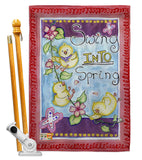 Swing into Spring - Birds Garden Friends Vertical Impressions Decorative Flags HG105045 Made In USA