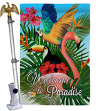 Tropical Bird Paradise - Birds Garden Friends Vertical Impressions Decorative Flags HG105053 Made In USA