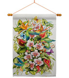 Orchid Splendor with Birds - Birds Garden Friends Vertical Impressions Decorative Flags HG105054 Made In USA