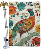 Suzani Peacock - Birds Garden Friends Vertical Impressions Decorative Flags HG105056 Made In USA