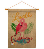 Lovable Flamingo - Birds Garden Friends Vertical Impressions Decorative Flags HG105060 Made In USA