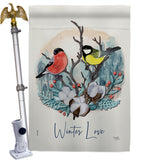 Winter Love - Birds Garden Friends Vertical Impressions Decorative Flags HG105061 Made In USA