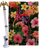 Hibiscus Flamingo - Birds Garden Friends Vertical Impressions Decorative Flags HG105066 Made In USA