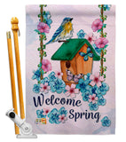Welcome Spring Bird - Birds Garden Friends Vertical Impressions Decorative Flags HG137003 Made In USA