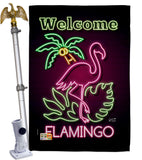 Welcome Neon Flamingo - Birds Garden Friends Vertical Impressions Decorative Flags HG137110 Made In USA