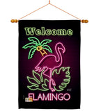 Welcome Neon Flamingo - Birds Garden Friends Vertical Impressions Decorative Flags HG137110 Made In USA