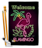 Welcome Neon Flamingo - Birds Garden Friends Vertical Impressions Decorative Flags HG137110 Made In USA