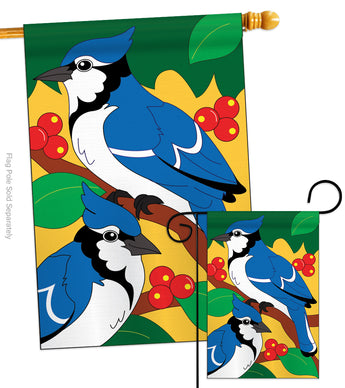 Blue Jay - Birds Garden Friends Vertical Applique Decorative Flags HG105028