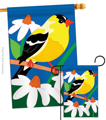 Gold Finch - Birds Garden Friends Vertical Applique Decorative Flags HG105031