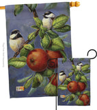 Chickadees & Apples - Birds Garden Friends Vertical Impressions Decorative Flags HG105034 Made In USA