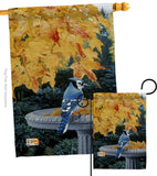 Autumn Birdbath - Birds Garden Friends Vertical Impressions Decorative Flags HG105036 Made In USA