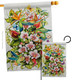 Orchid Splendor with Birds - Birds Garden Friends Vertical Impressions Decorative Flags HG105054 Made In USA