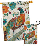 Suzani Peacock - Birds Garden Friends Vertical Impressions Decorative Flags HG105056 Made In USA