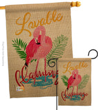 Lovable Flamingo - Birds Garden Friends Vertical Impressions Decorative Flags HG105060 Made In USA