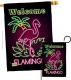 Welcome Neon Flamingo - Birds Garden Friends Vertical Impressions Decorative Flags HG137110 Made In USA