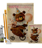 Cute Bear Birthday - Party Celebration Special Occasion Vertical Impressions Decorative Flags HG120093 Made In USA