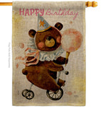 Cute Bear Birthday - Party Celebration Special Occasion Vertical Impressions Decorative Flags HG120093 Made In USA