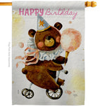 Cute Bear Birthday - Party Celebration Special Occasion Vertical Impressions Decorative Flags HG120093 Made In USA