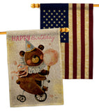 Cute Bear Birthday - Party Celebration Special Occasion Vertical Impressions Decorative Flags HG120093 Made In USA