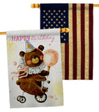 Cute Bear Birthday - Party Celebration Special Occasion Vertical Impressions Decorative Flags HG120093 Made In USA