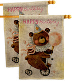 Cute Bear Birthday - Party Celebration Special Occasion Vertical Impressions Decorative Flags HG120093 Made In USA