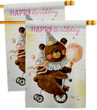 Cute Bear Birthday - Party Celebration Special Occasion Vertical Impressions Decorative Flags HG120093 Made In USA