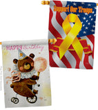 Cute Bear Birthday - Party Celebration Special Occasion Vertical Impressions Decorative Flags HG120093 Made In USA