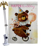 Cute Bear Birthday - Party Celebration Special Occasion Vertical Impressions Decorative Flags HG120093 Made In USA