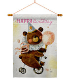 Cute Bear Birthday - Party Celebration Special Occasion Vertical Impressions Decorative Flags HG120093 Made In USA