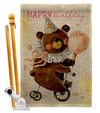 Cute Bear Birthday - Party Celebration Special Occasion Vertical Impressions Decorative Flags HG120093 Made In USA