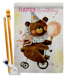 Cute Bear Birthday - Party Celebration Special Occasion Vertical Impressions Decorative Flags HG120093 Made In USA