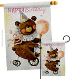 Cute Bear Birthday - Party Celebration Special Occasion Vertical Impressions Decorative Flags HG120093 Made In USA