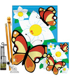Butterflies - Bugs & Frogs Garden Friends Vertical Applique Decorative Flags HG104037