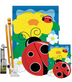 Ladybug - Bugs & Frogs Garden Friends Vertical Applique Decorative Flags HG104049
