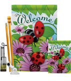 Welcome Ladybug - Bugs & Frogs Garden Friends Vertical Impressions Decorative Flags HG104071 Made In USA