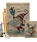 Ice Skating Gnome - Bugs & Frogs Garden Friends Vertical Impressions Decorative Flags HG104149 Made In USA